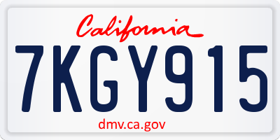 CA license plate 7KGY915