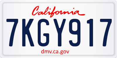 CA license plate 7KGY917