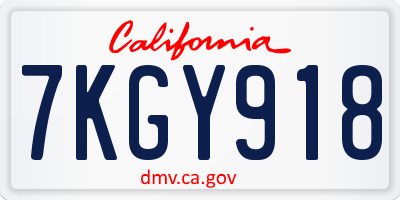CA license plate 7KGY918