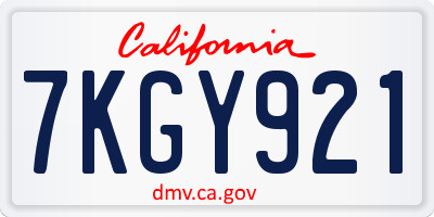 CA license plate 7KGY921