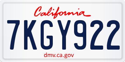CA license plate 7KGY922