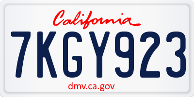 CA license plate 7KGY923