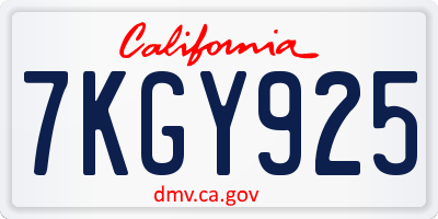 CA license plate 7KGY925