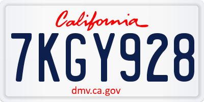 CA license plate 7KGY928