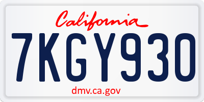 CA license plate 7KGY930