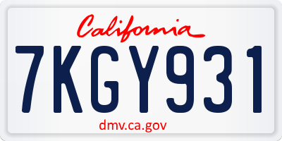 CA license plate 7KGY931