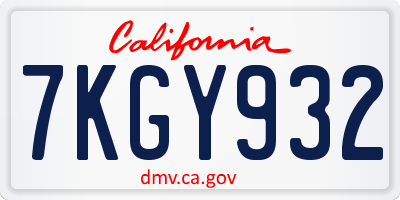 CA license plate 7KGY932