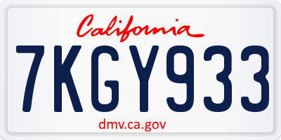 CA license plate 7KGY933