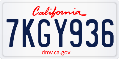CA license plate 7KGY936