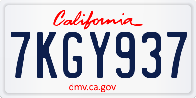 CA license plate 7KGY937