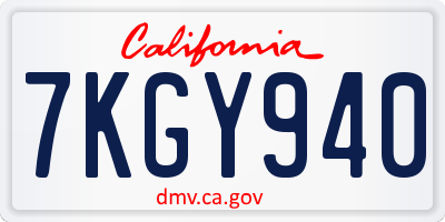 CA license plate 7KGY940