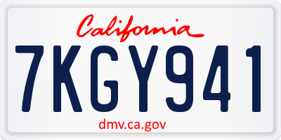 CA license plate 7KGY941