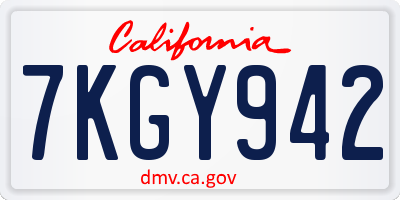 CA license plate 7KGY942