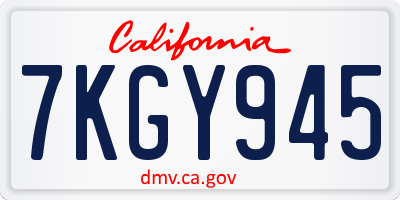 CA license plate 7KGY945