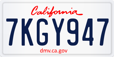 CA license plate 7KGY947