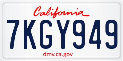 CA license plate 7KGY949