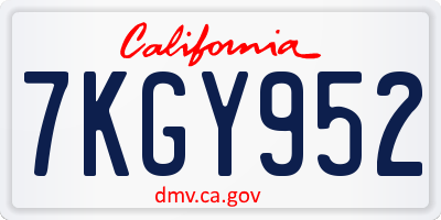 CA license plate 7KGY952