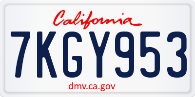 CA license plate 7KGY953