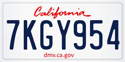 CA license plate 7KGY954