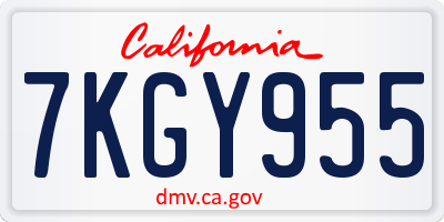 CA license plate 7KGY955