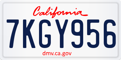CA license plate 7KGY956