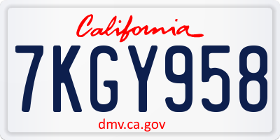 CA license plate 7KGY958