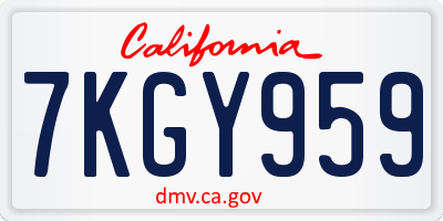 CA license plate 7KGY959