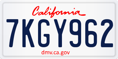 CA license plate 7KGY962