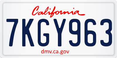 CA license plate 7KGY963