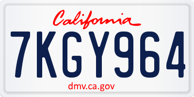 CA license plate 7KGY964
