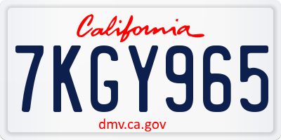 CA license plate 7KGY965