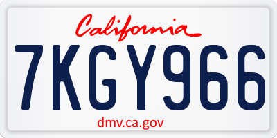CA license plate 7KGY966