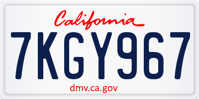 CA license plate 7KGY967