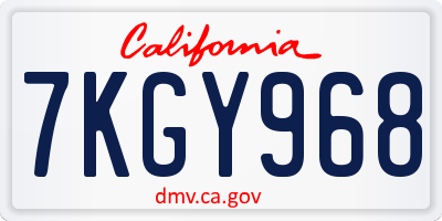 CA license plate 7KGY968
