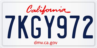 CA license plate 7KGY972