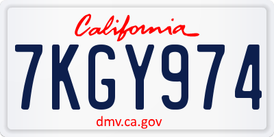 CA license plate 7KGY974