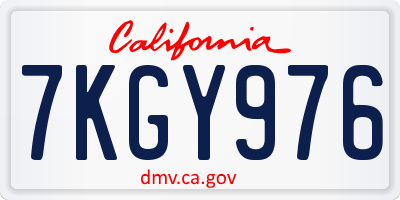 CA license plate 7KGY976