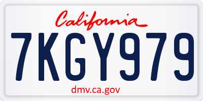 CA license plate 7KGY979