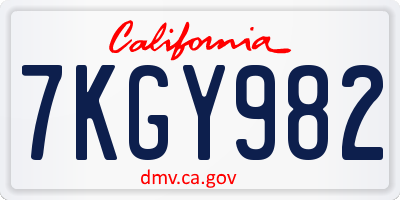 CA license plate 7KGY982