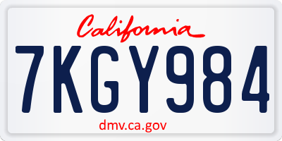 CA license plate 7KGY984