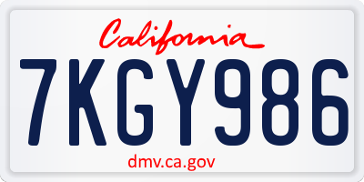 CA license plate 7KGY986