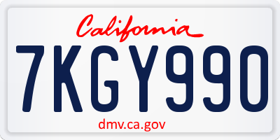 CA license plate 7KGY990