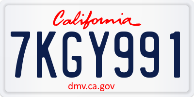 CA license plate 7KGY991
