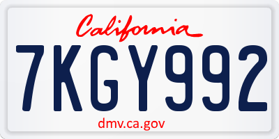 CA license plate 7KGY992