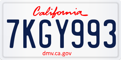 CA license plate 7KGY993