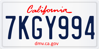CA license plate 7KGY994