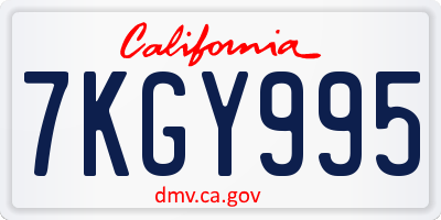 CA license plate 7KGY995