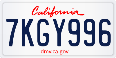 CA license plate 7KGY996