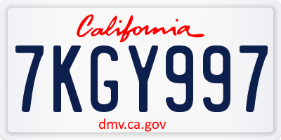 CA license plate 7KGY997