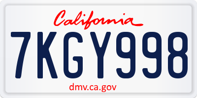CA license plate 7KGY998